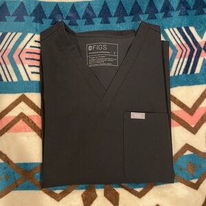 Figs Black Slim Scrub Top Small